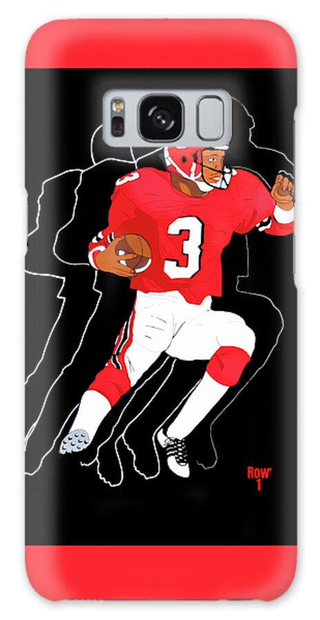 Cincinnati Galaxy Case featuring the mixed media Retro Cincinnati Bearcats Football Player Art by Row One Brand