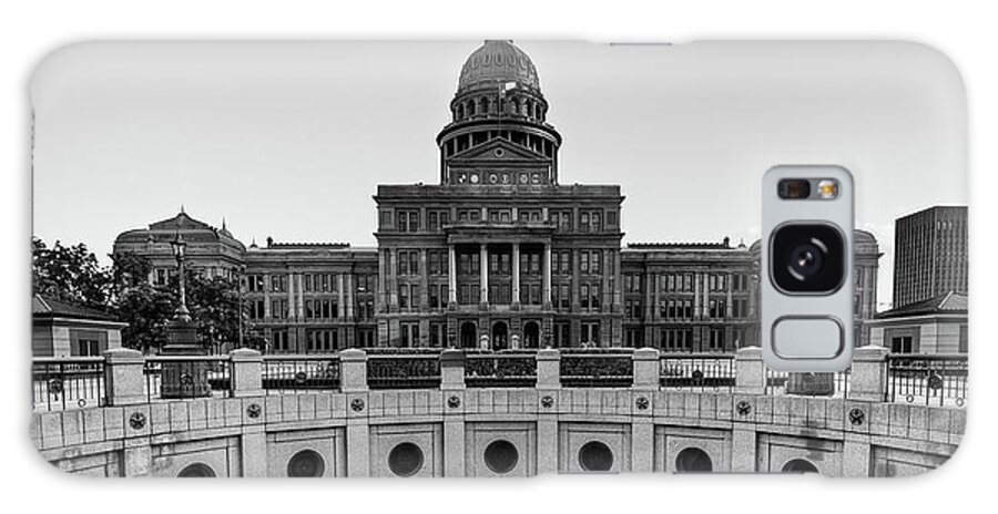 Austin Texas Galaxy Case featuring the photograph Austin Texas State Capitol Building Monochrome Panorama by Gregory Ballos