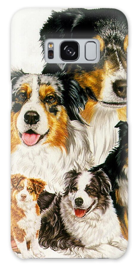 Purebred Galaxy Case featuring the drawing Australian Shepherd Collage by Barbara Keith