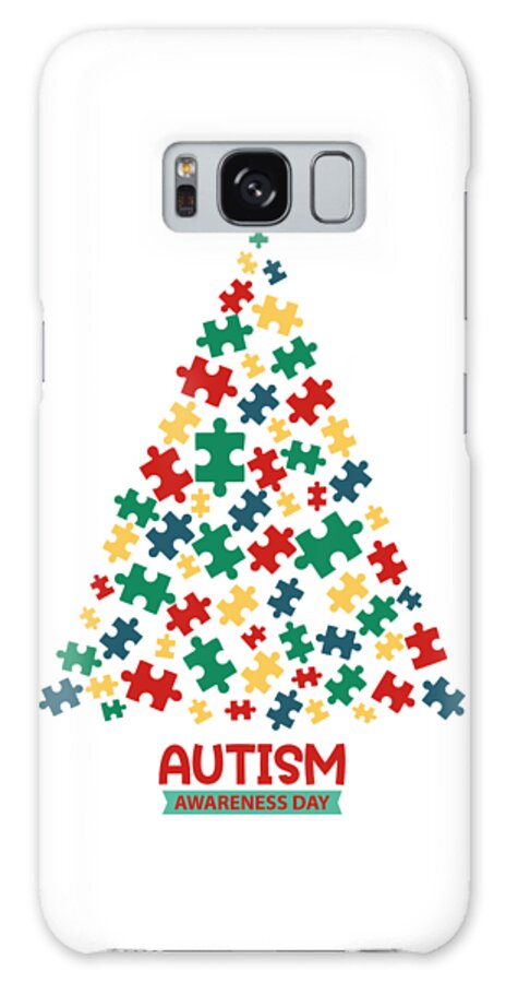 Autism Awareness Day Galaxy Case featuring the digital art Autism Tree Christmas Autism Awareness by Mounir Khalfouf