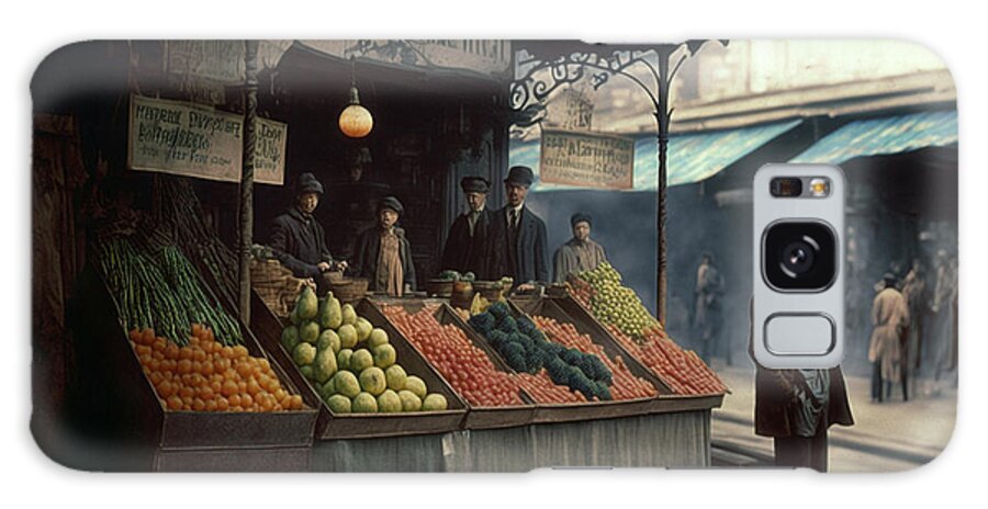 Autochrome An Outdoor Fruit Stand A Steam Art Galaxy Case featuring the painting autochrome 64556396455630s an outdoor fruit stand a steam by Asar Studios by Celestial Images