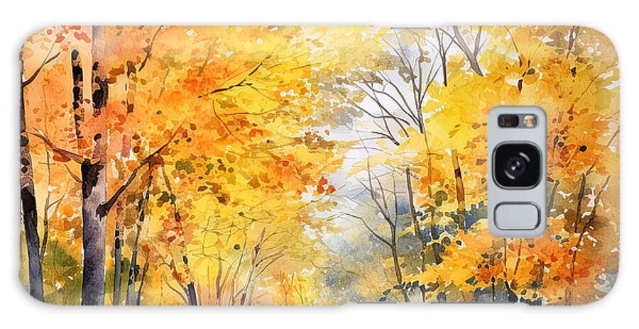 Autumn Watercolor Painting Galaxy Case featuring the painting Autumn Charm - Watercolor Impression by Lourry Legarde