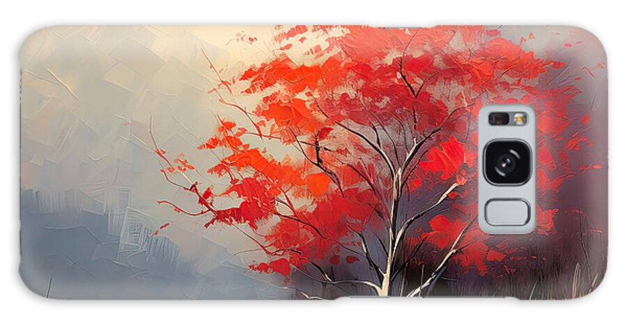 Maple Tree Galaxy Case featuring the painting Autumn Light - Red Maple Tree Art - Red Art by Lourry Legarde