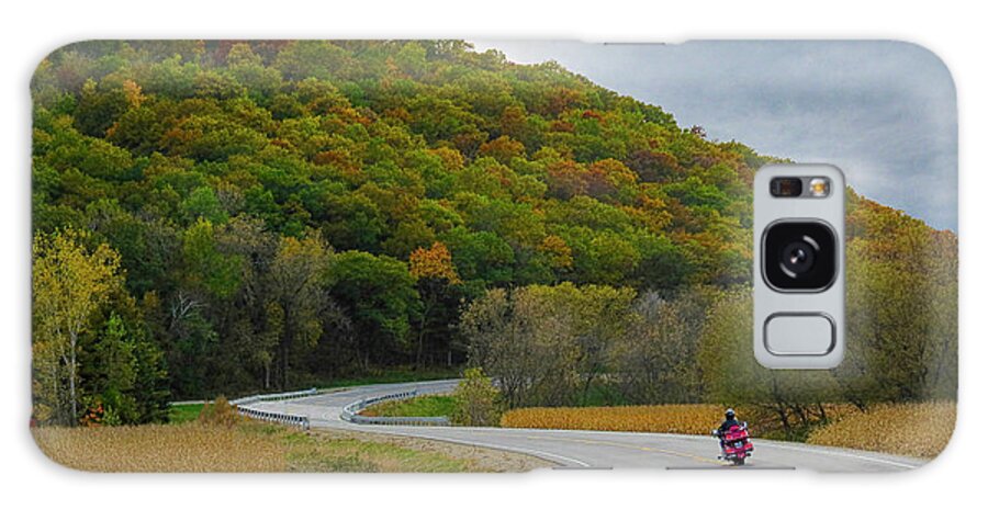 Autumn Galaxy Case featuring the photograph Autumn Motorcycle Rider / Red by Patti Deters