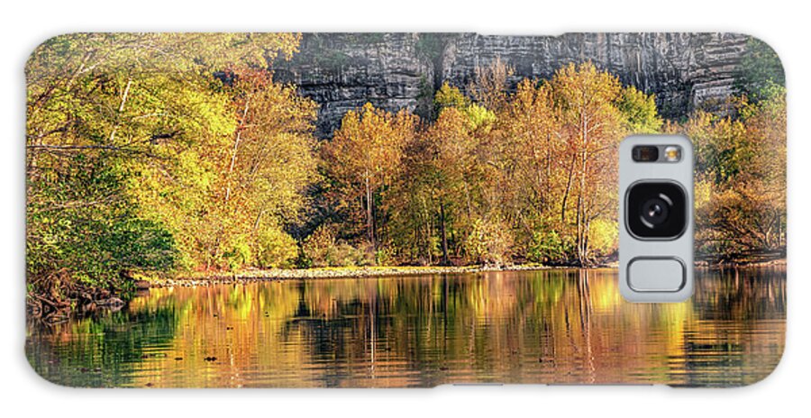 Autumn Landscape Galaxy Case featuring the photograph Autumn Reflections Along The Buffalo National River and Roark Bluff by Gregory Ballos