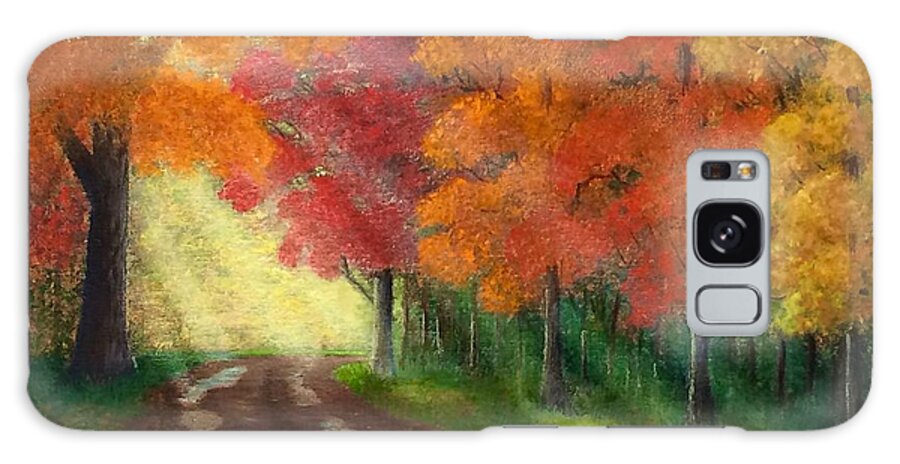 Landscape Galaxy Case featuring the painting Autumn Road by Marlene Little