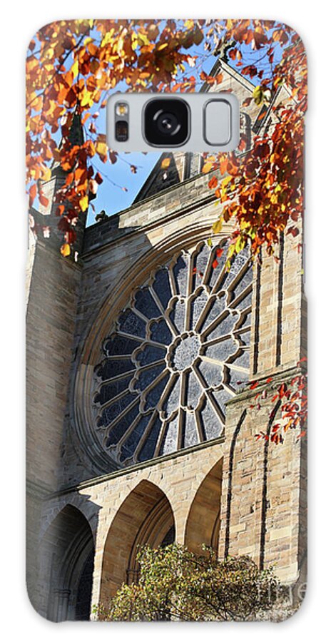Durham Cathedral Galaxy Case featuring the photograph Autumn view of Durham Cathedral rose window by Bryan Attewell
