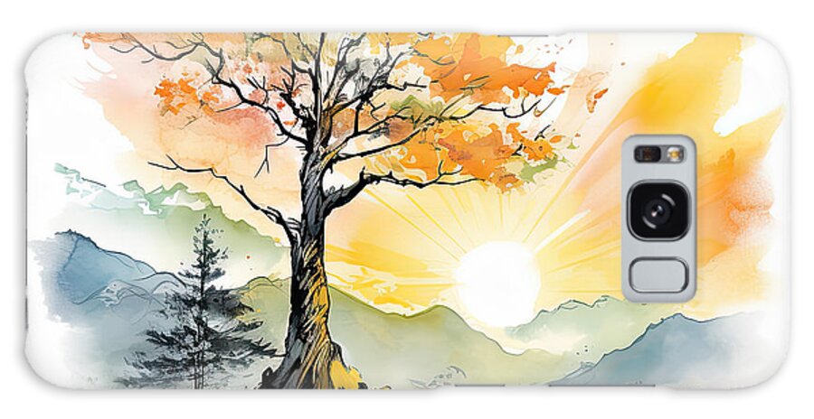 Four Seasons Galaxy Case featuring the painting Autumn's Bounty - Autumn Trees at Sunset by Lourry Legarde