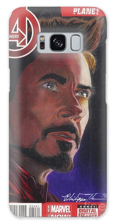 Robert Downey Galaxy Case featuring the drawing Avengers #24.NOW - RDJ by Philippe Thomas