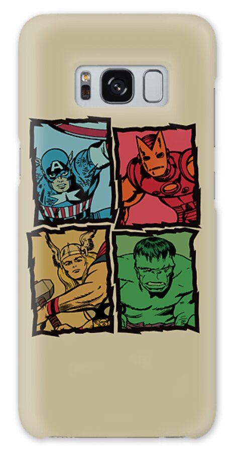 Avengers Galaxy Case featuring the digital art Avengers Silver Age Quad - Yellowed by Edward Draganski