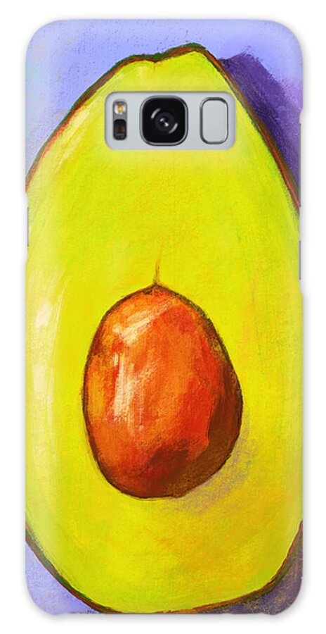 Green Avocado Galaxy Case featuring the painting Avocado Half with Seed Kitchen Decor in Lavender by Patricia Awapara