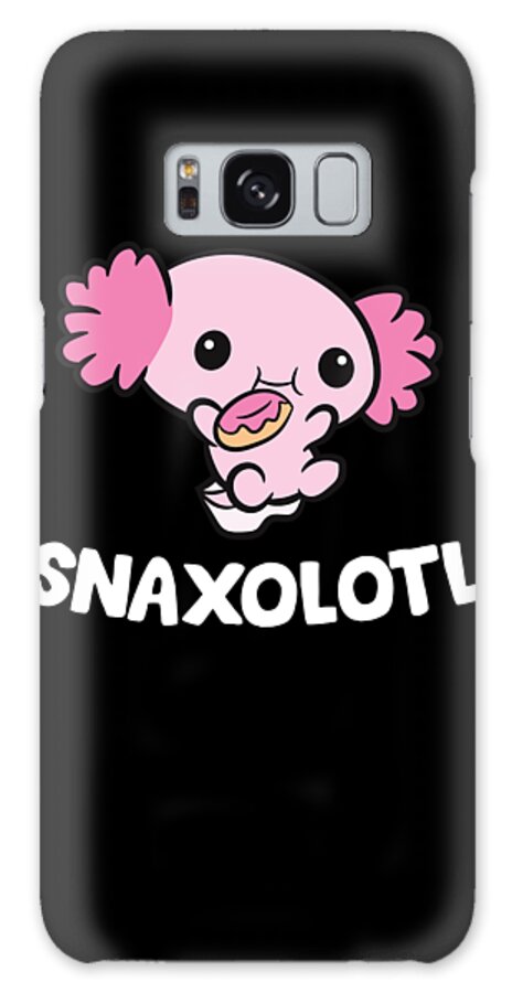 Axolotl Galaxy Case featuring the digital art Axolotl Eating Donut Sweets Axolotl Snaxolotl by EQ Designs