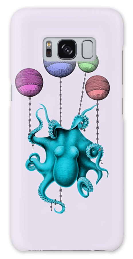 Octopus Galaxy Case featuring the digital art Balloon Octopus by Madame Memento