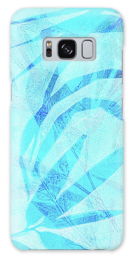 Plant Print Galaxy Case featuring the mixed media Bamboo in Blue by Kristine Anderson