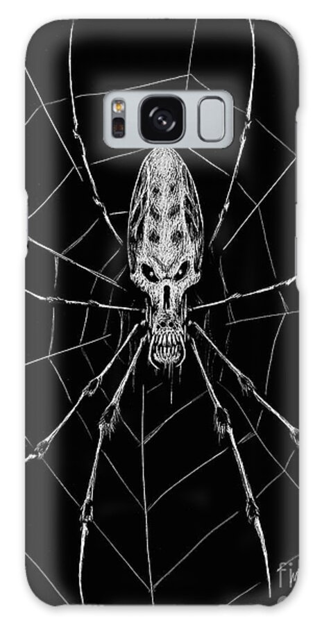 Spider Galaxy Case featuring the drawing Banana Spider Skull by Stanley Morrison