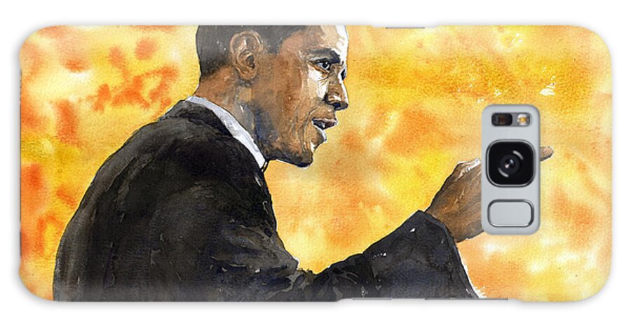Watercolour Galaxy Case featuring the painting Barack Obama 02 by Yuriy Shevchuk
