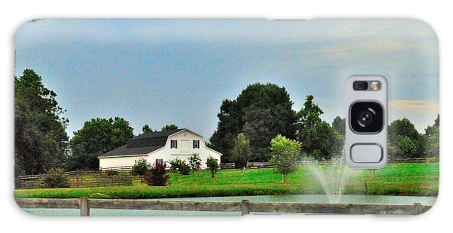 Fence Galaxy Case featuring the photograph Barn and Fountain by Eric Towell