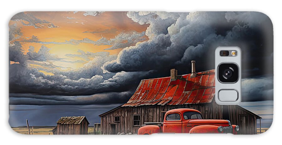 Rustic Galaxy Case featuring the painting Barn and Red Truck Art by Lourry Legarde