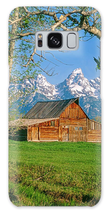 Historic Barn And Grand Teton National Park Wyoming Usa Galaxy Case featuring the photograph Barn and Tetons by Mark Miller