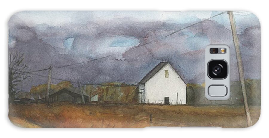 Barn Galaxy Case featuring the painting Barn in Field by Vicki B Littell