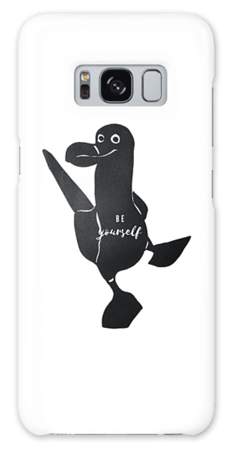 Black And White Galaxy Case featuring the painting Be Yourself Screen-Printed Blue-Footed Booby Bird by Christie Olstad
