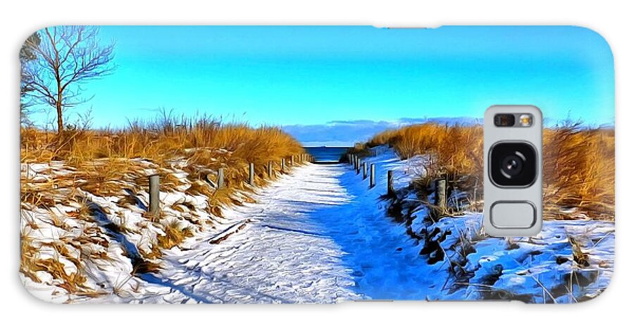 Usedom Galaxy Case featuring the digital art Beach access in winter by Ralph Kaehne