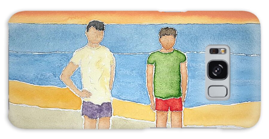 Watercolor Galaxy Case featuring the painting Beach Dudes by John Klobucher
