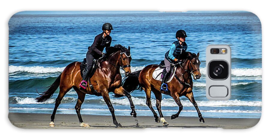 Beach Galaxy Case featuring the photograph Beach Equestrians by Kevin Fortier