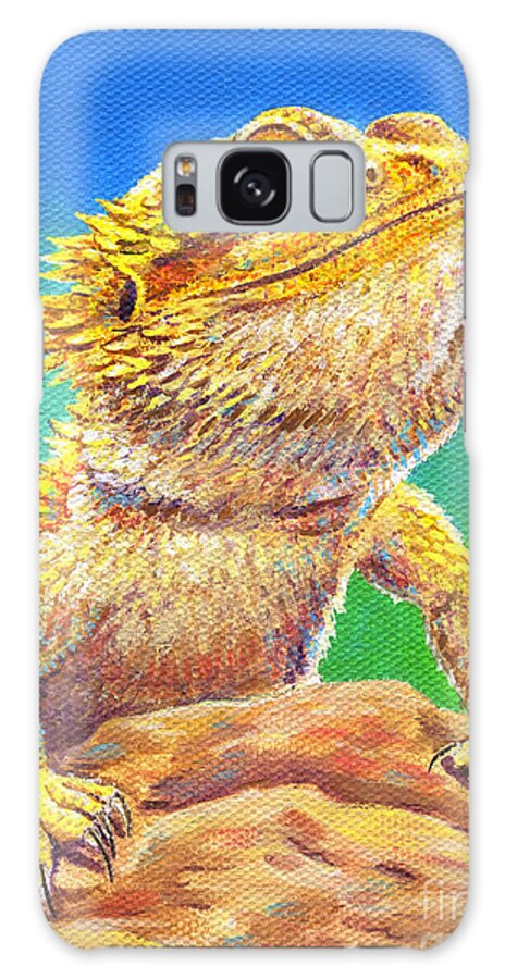 Bearded Dragon Galaxy Case featuring the painting Bearded Dragon Portrait by Rebecca Wang