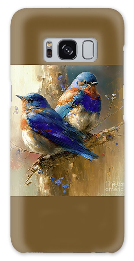 Bluebirds Galaxy Case featuring the painting Beautiful Bluebirds by Tina LeCour