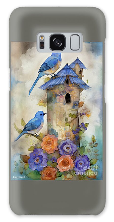 Bluebirds Galaxy Case featuring the painting Beautiful Spring Bluebirds by Tina LeCour
