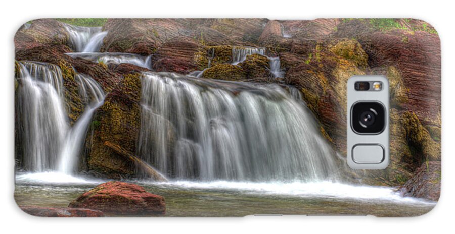 Red Rock Falls In Glacier National Park Galaxy Case featuring the photograph Beauty in its most simplistic way by Carolyn Hall