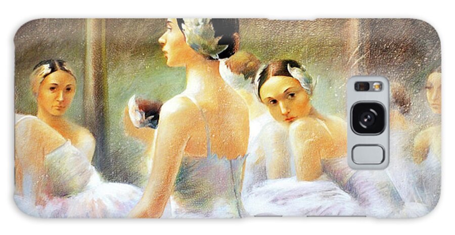 Ballerina Galaxy Case featuring the painting Behind the scenes by Vali Irina Ciobanu