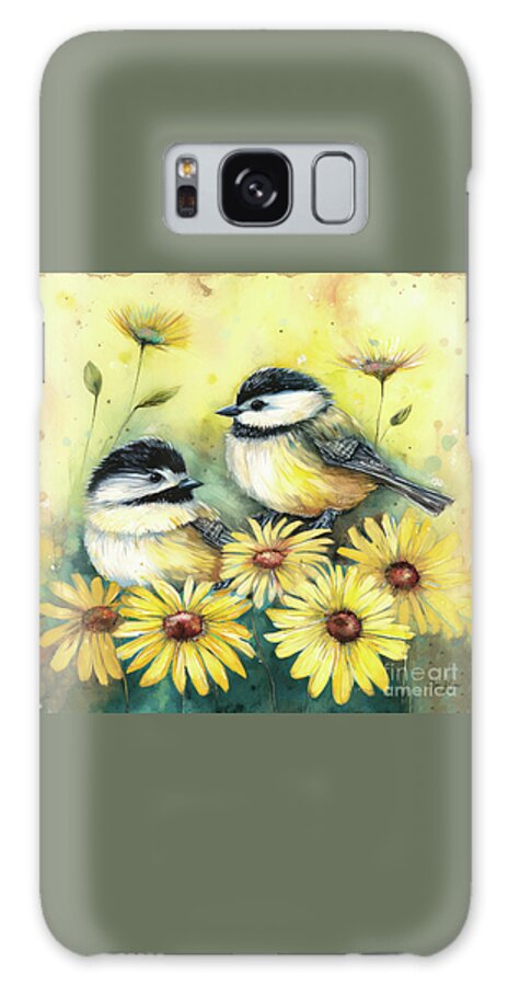 Black Capped Chickadees Galaxy Case featuring the painting Best Friend Chickadees by Tina LeCour