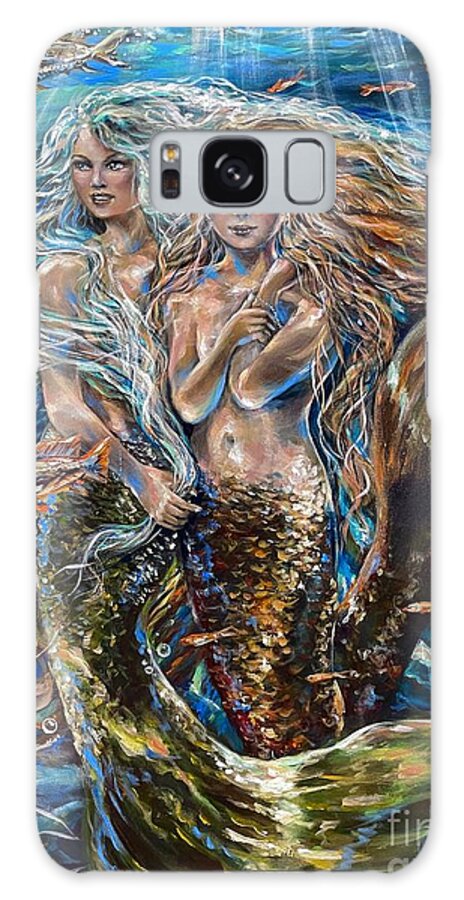 Mermaid Galaxy S8 Case featuring the painting Best Friends by Linda Olsen