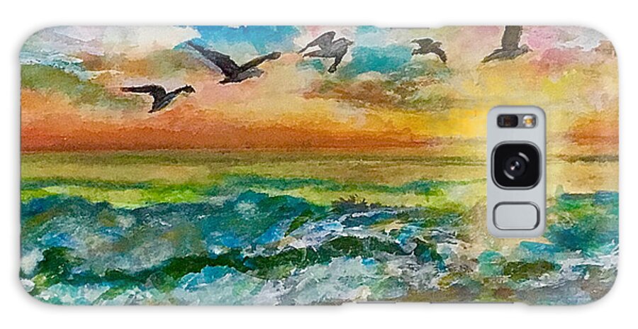 Ocean Galaxy Case featuring the painting Beyond the Waves Above the Sea by Cheryl Wallace