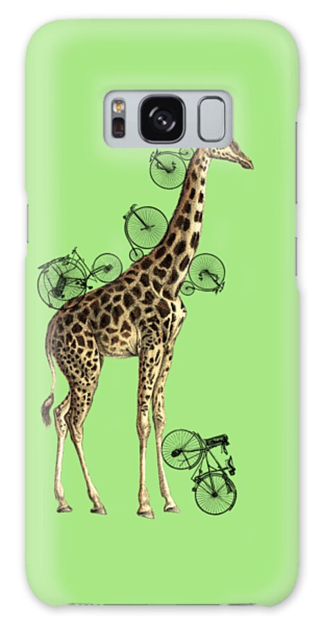 Giraffe Galaxy Case featuring the digital art Bicycle giraffe by Madame Memento