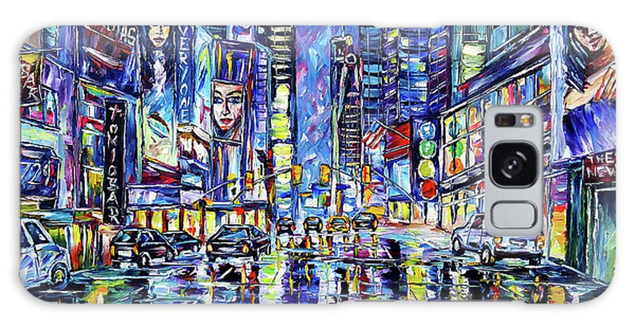 Colorful New York Painting Galaxy Case featuring the painting Big Apple by Mirek Kuzniar