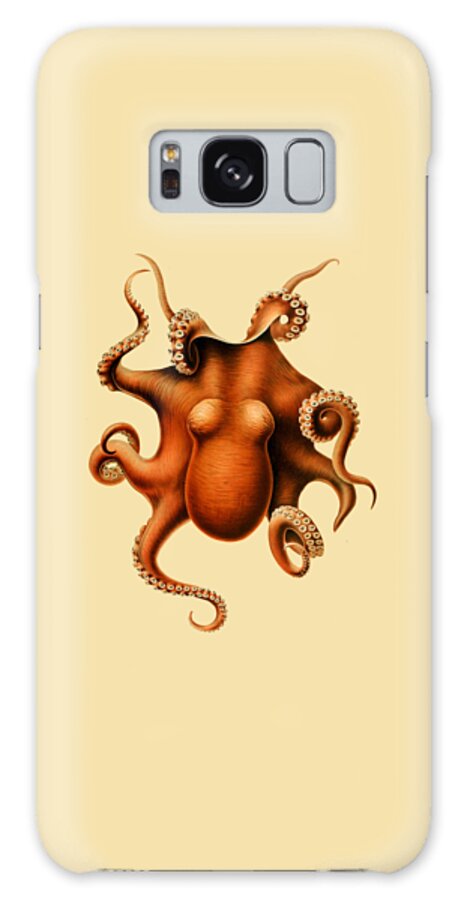 Octopus Galaxy Case featuring the digital art Big Orange Octopus by Madame Memento