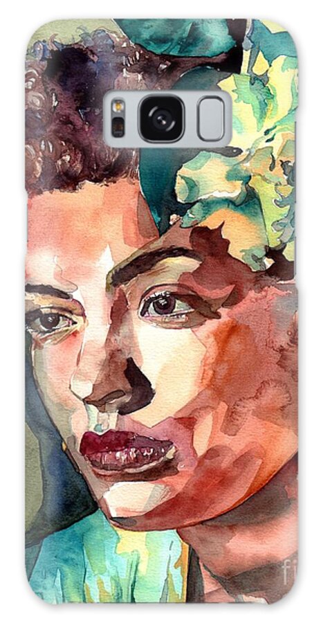 Billie Holiday Galaxy Case featuring the painting Billie Holiday Portrait by Suzann Sines