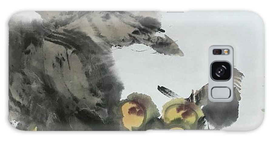 Bird Galaxy Case featuring the painting Bird and Loquat by Carmen Lam