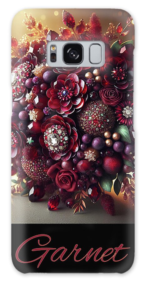Garnet Galaxy Case featuring the digital art Birthstone Bouquet - Garnet by Carol Crisafi