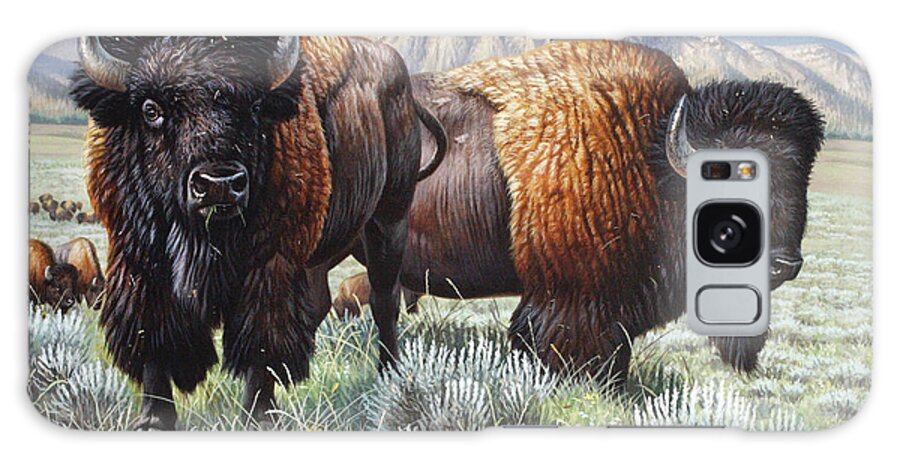 Cynthie Fisher Galaxy Case featuring the painting Bison Finish by Cynthie Fisher