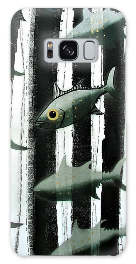 Fish Galaxy Case featuring the painting Black and White Fish by Joan Stratton