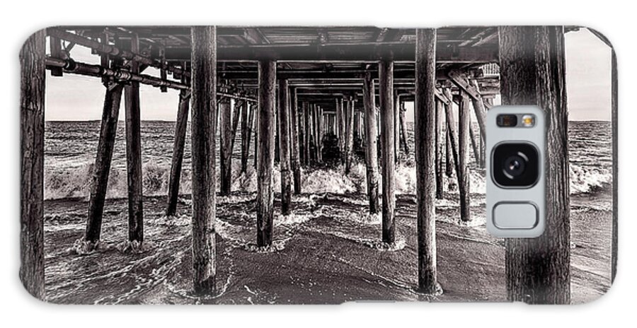 Best Maine Photos Galaxy Case featuring the photograph Black and White Under the Boardwalk - Old Orchard Beach in Maine by Mitchell R Grosky