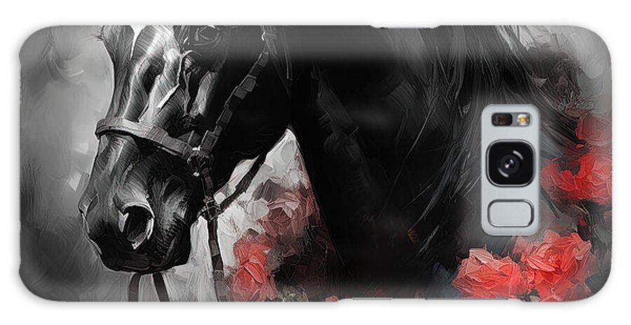 Kentucky Derby Champions Galaxy Case featuring the painting Black Arabian Horse Art by Lourry Legarde