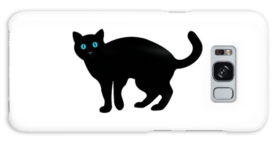 Black Cat With Blue Eyes Galaxy Case featuring the digital art Black Cat with Blue Eyes, Cat, Kitty, Kitten, Feline, Animal, Meow, Cat Lover Gift, by David Millenheft