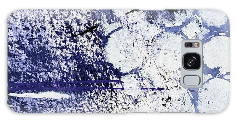 Indigo Galaxy Case featuring the painting Black Crow Indigo Blue White Abstract Painting by Lynnie Lang