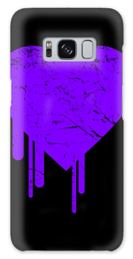 Funny Galaxy Case featuring the digital art Bleeding Purple Heart by Flippin Sweet Gear