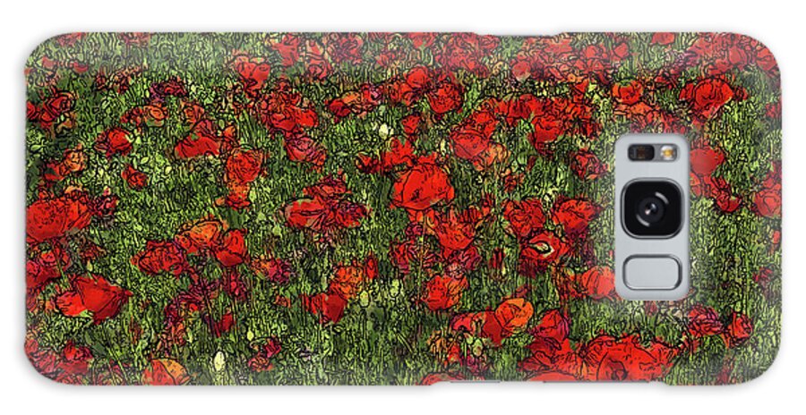 Poppies Galaxy Case featuring the painting Blooming Poppies Field by Alex Mir